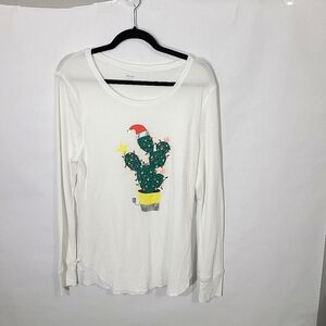Old NAVY Women's Size XL Long Sleeve‎ Shirt with Christmas Cactus